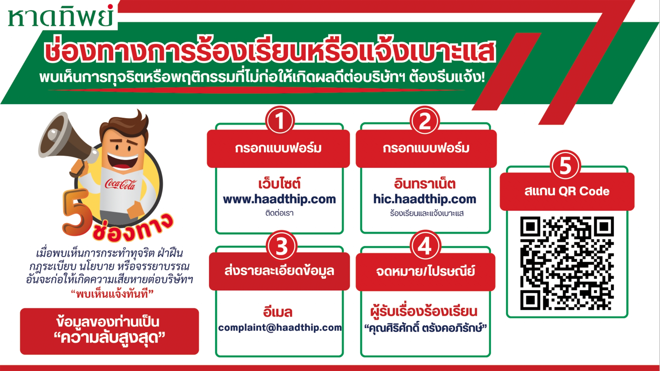 5 ช่องทางการแจ้งเบาะแส